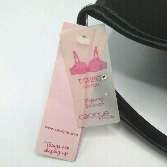 Lane Bryant Cacique Bra Lightly Lined T Shirt Cotton Blend Plus 44C Black NEW - Picture 4 of 8